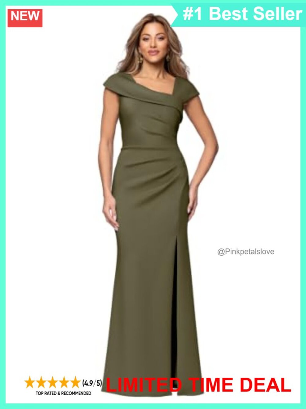 Long Bodycon Formal Evening Gown Cap Sleeve Asymmetrical Ruched Slit